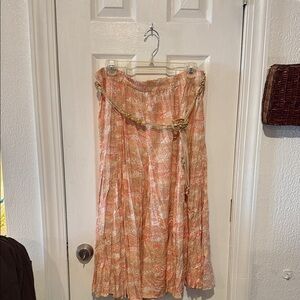 Multiples Coral and Beige Maxi Skirt